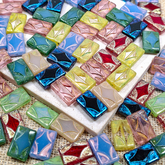 New!🆕[B469] Nebula Veil Gilded Slabs (11*17mm, Table Cut, Glass)