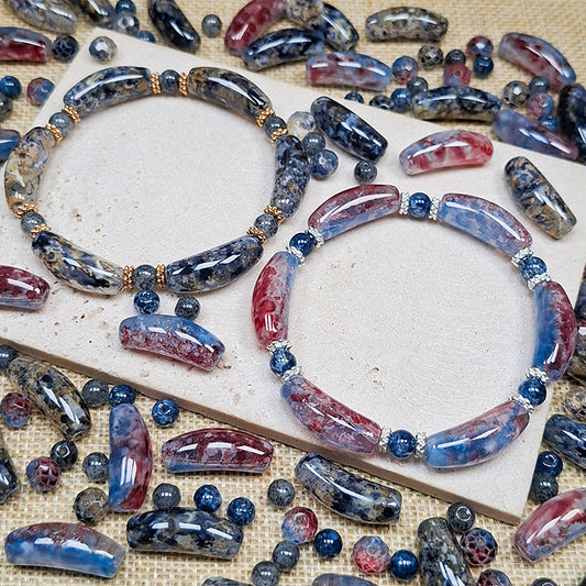 New!🆕[B471] Twilight Vein Reverie (9*25mm Half Bangle Beads)