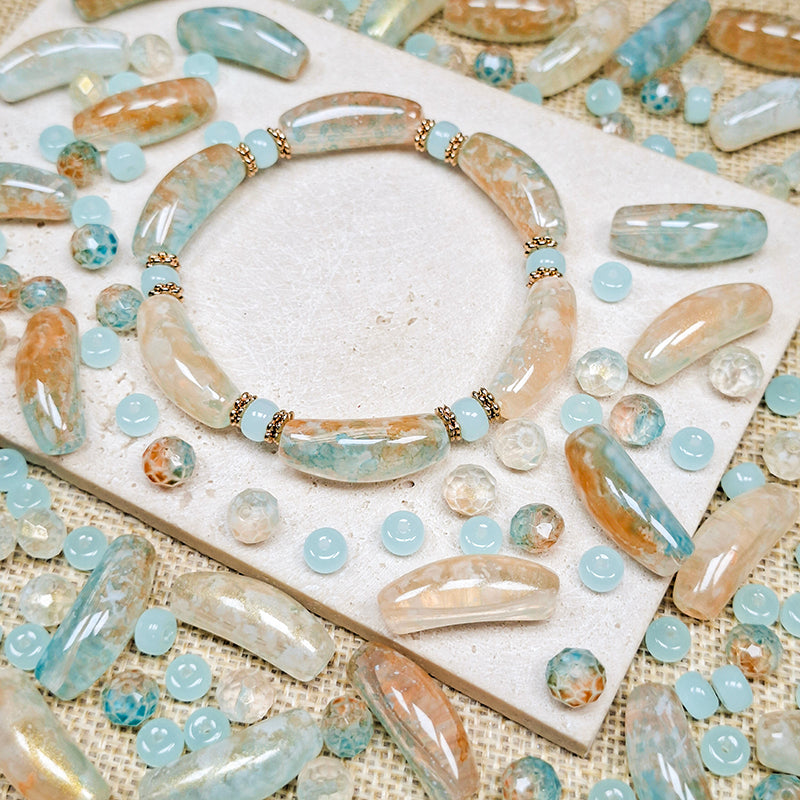 New!🆕[B470] Dewy Coast Crescent (9*25mm Half Bangle Beads)