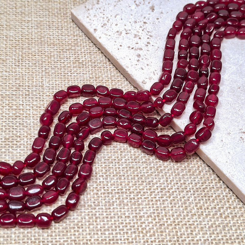 New!🆕[N166] 5mm Red Chalcedony Tumbled Rectangle Beads String