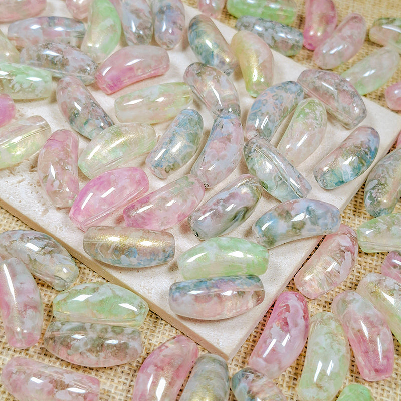 New!🆕[B509] Enchanted Rose‑Fern (11*25mm Half Bangle Beads)