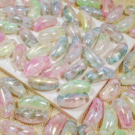 New!🆕[B509] Enchanted Rose‑Fern (11*25mm Half Bangle Beads)