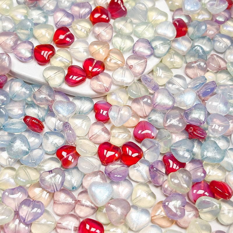 💟New!🆕[B517] Milky Jelly Heart (10*9mm, Glass)