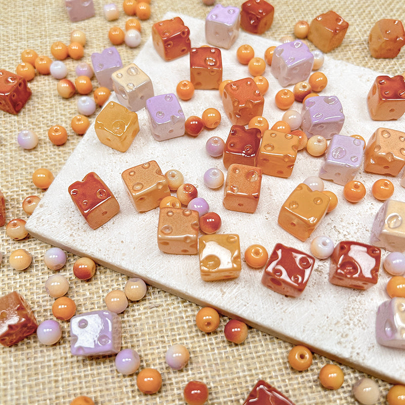 🧀New!🆕[B528] Cheesy Caramel Chunks (10mm, Glass)