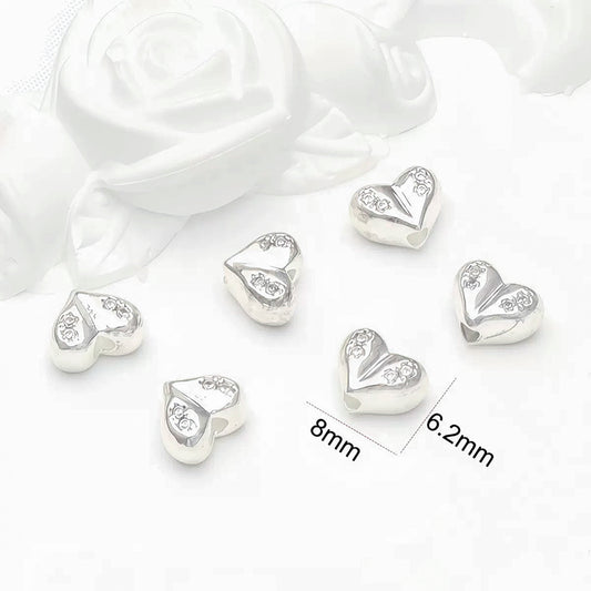 [E353] 6*8mm 14K Gold Plated Brass Pave CZ Heart Spacer Beads