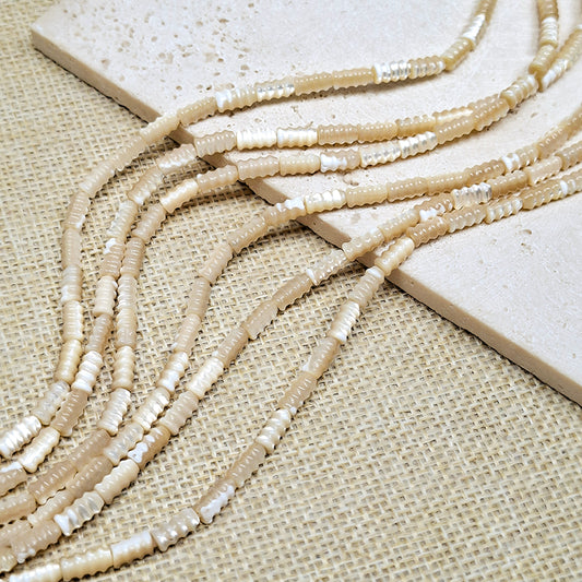 New!🆕[N189] 4*6mm Natural Trochus Shell Threaded Tube Beads