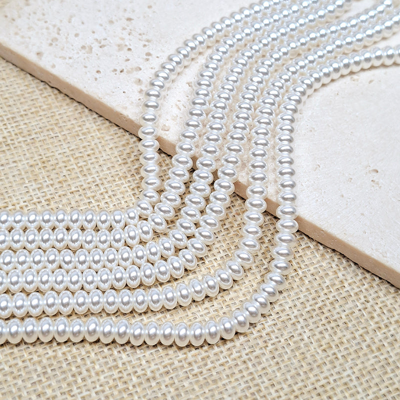 [B534] 3*5mm High‑Luster Donut Glass Pearl Beads