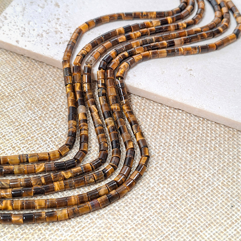 New!🆕[N182] 4*13mm Natural Tiger's Eye Tube Beads