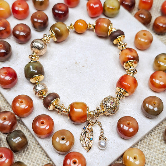 New!🆕[N176] 11mm Gradient Autumn Bodhi Hamburger Rondelle Beads