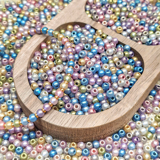 New!🆕[S716] 4mm Iridescent Pearl Luster Glass Seed Beads