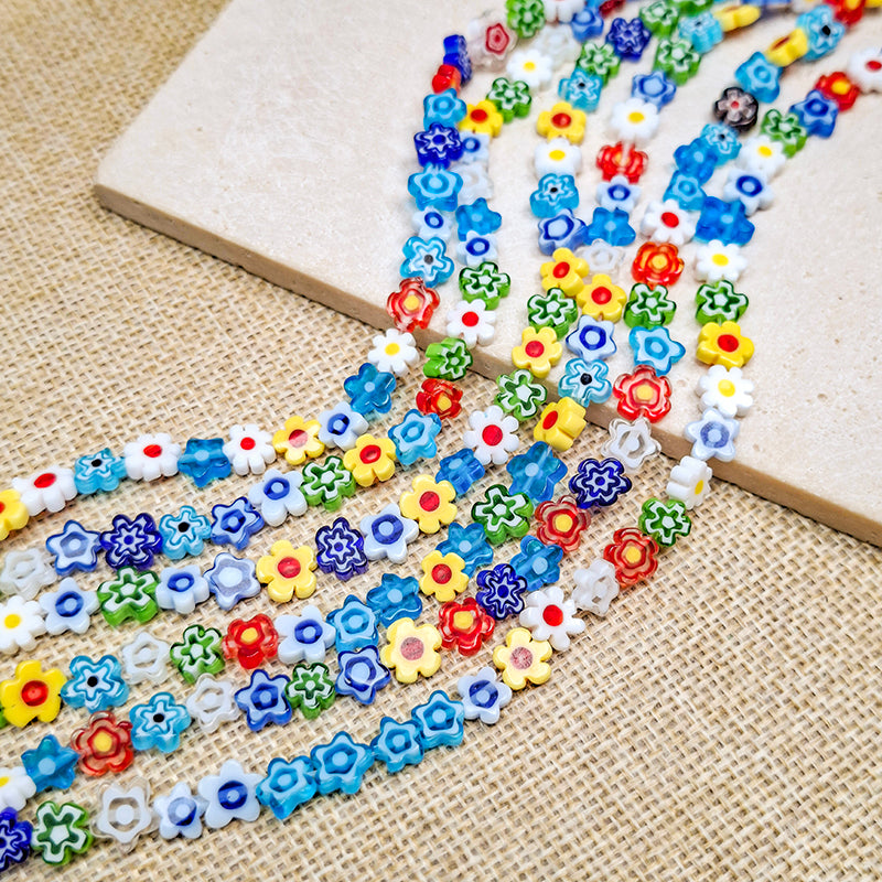 🆕[B538] Millefiori Glass Beads Strand