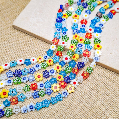 🆕[B538] Millefiori Glass Beads Strand