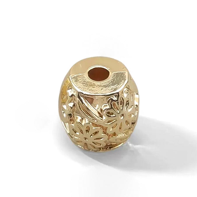 New!🆕[E372] 7*7mm 14K Gold Plated Alloy Barrel Spacer Beads
