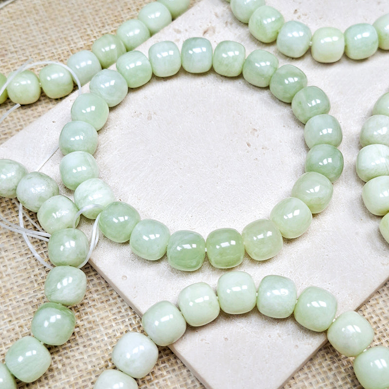 New!🆕[N188] Natural Xiuyu Jade Barrel Beads (10mm)