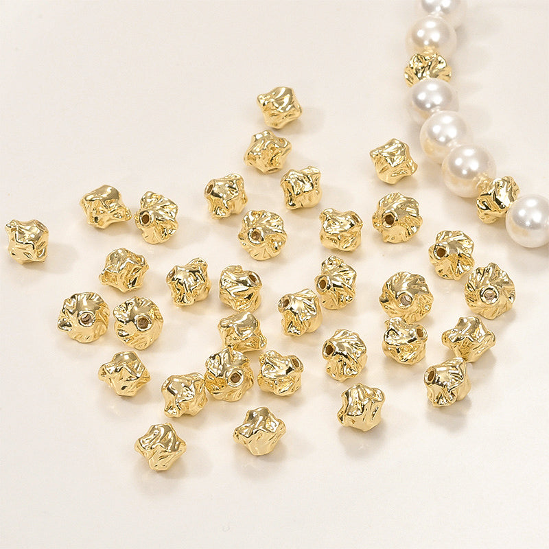 New!🆕[E374] 7*6mm 18K Gold Plated Brass Baroque Top Spacer Beads