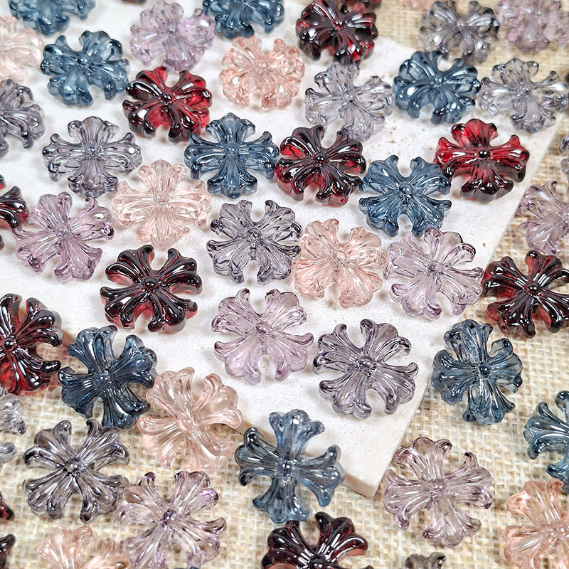 🆕[B560] Vintage Cross Flower (20mm,Glass)