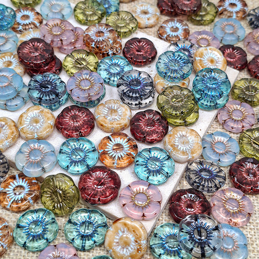New!🆕[B563] Vintage Apple Flower Beads (17mm,Glass)