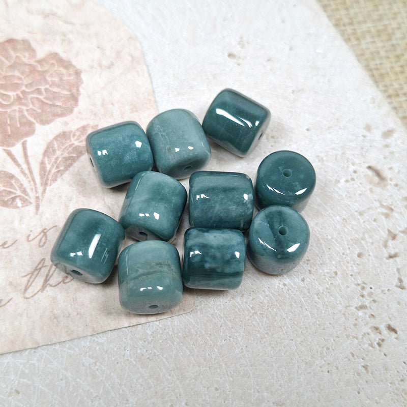 New!🆕[N193] 10*10mm Natural Blue Water Jadeite Barrel Beads