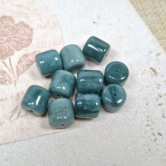 New!🆕[N193] 10*10mm Natural Blue Water Jadeite Barrel Beads