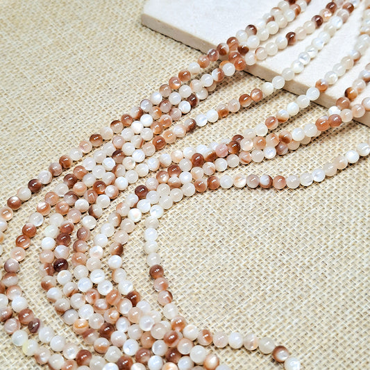 New!🆕[N198] 4mm Natural Penguin Shell Mother of Pearl Round Beads