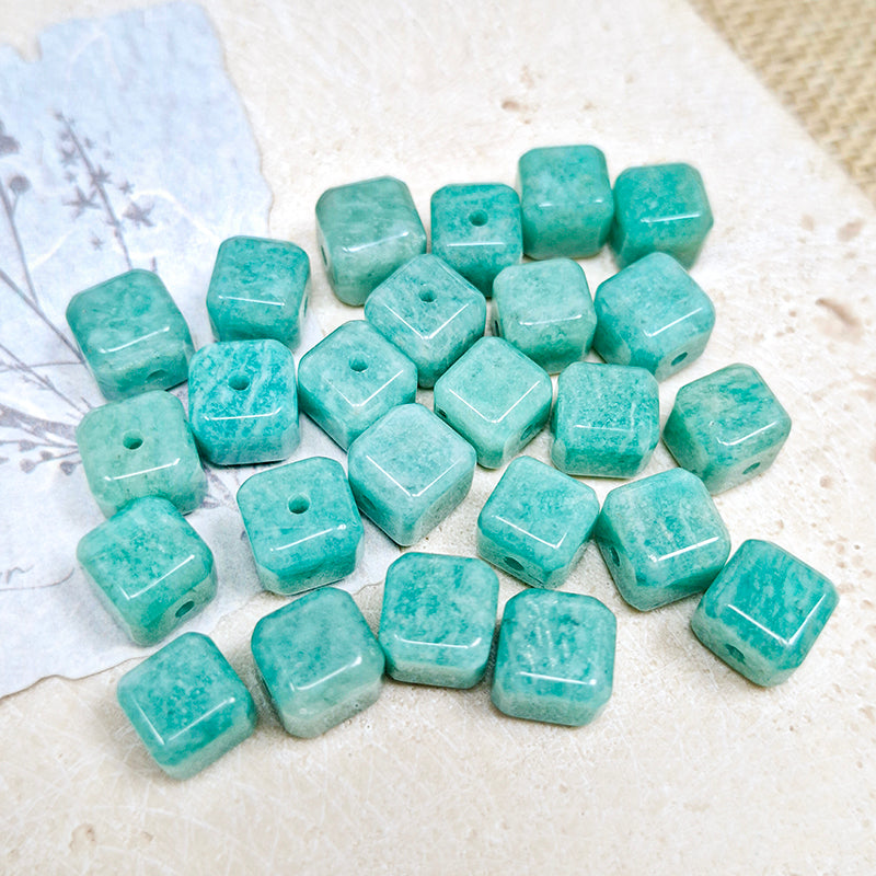 New!🆕[N213] 7-8mm Natural Amazonite Cube Beads