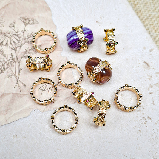 New!🆕[E398] Brass Rhinestone Bead Frame, Inner Dia 10mm
