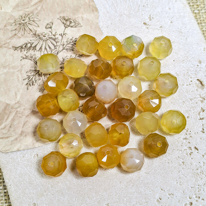 New!🆕[N210] 10*8mm Natural Yellow Agate Faceted Beads