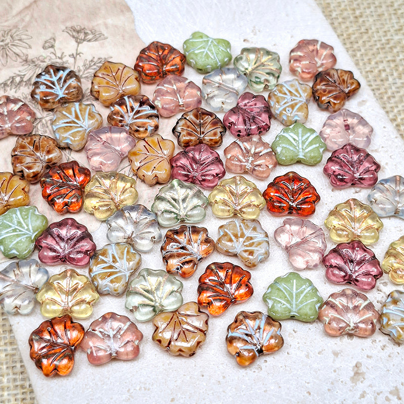 New!🆕[B576] Grape Leaf Beads (13*10mm, Glass)