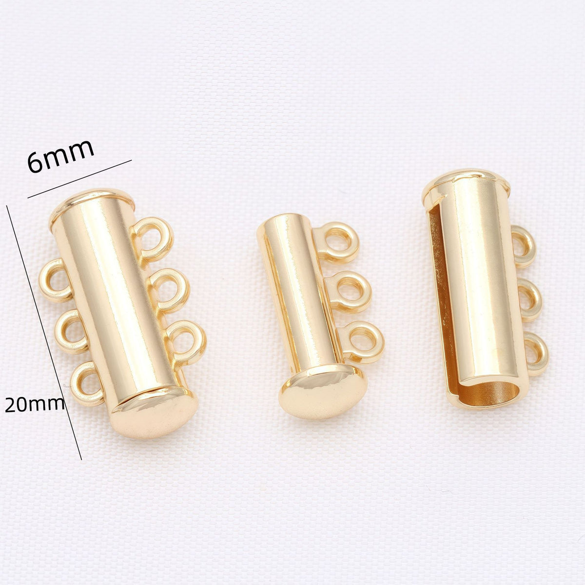 New!🆕[E389] 20mm Brass Multi Loop Cylinder Magnetic Slide Clasp