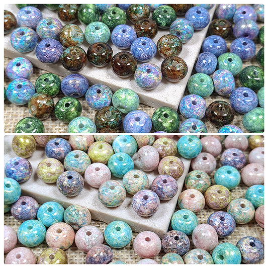 Sale🔥🆕[B397] 10mm Oil Painting Donut Glass Beads