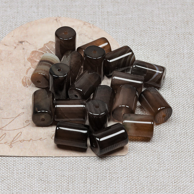 New!🆕[B267] 8*11mm Carnelian & Agate Cylindrical Beads (Natrural Crystal, Stone)