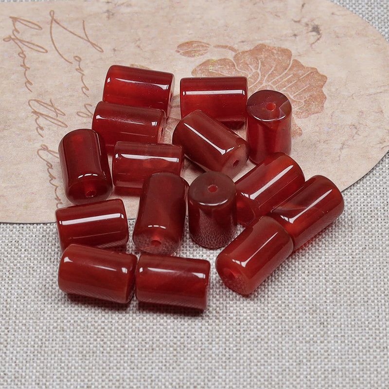New!🆕[B267] 8*11mm Carnelian & Agate Cylindrical Beads (Natrural Crystal, Stone)
