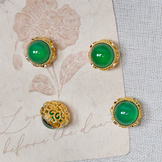 New!🆕[E222] Green Agate Copper Charm With Multiple Holes