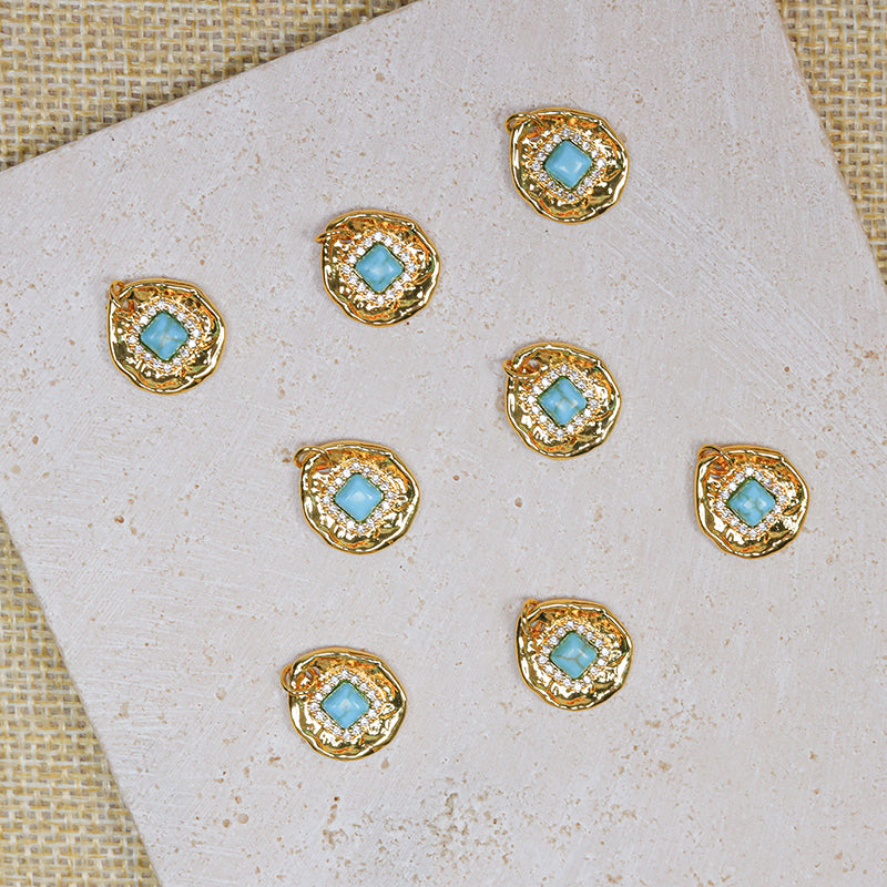 [E228] Natural Magnesite Copper Pendant