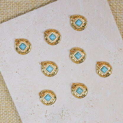 [E228] Natural Magnesite Copper Pendant