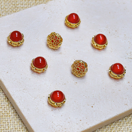 [N127] Carnelian Copper Charm With Multiple Holes