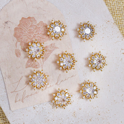 [E236] Copper CZ Snowflake Charm With Multiple Holes
