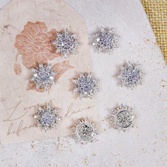 [E236] Copper CZ Snowflake Charm With Multiple Holes