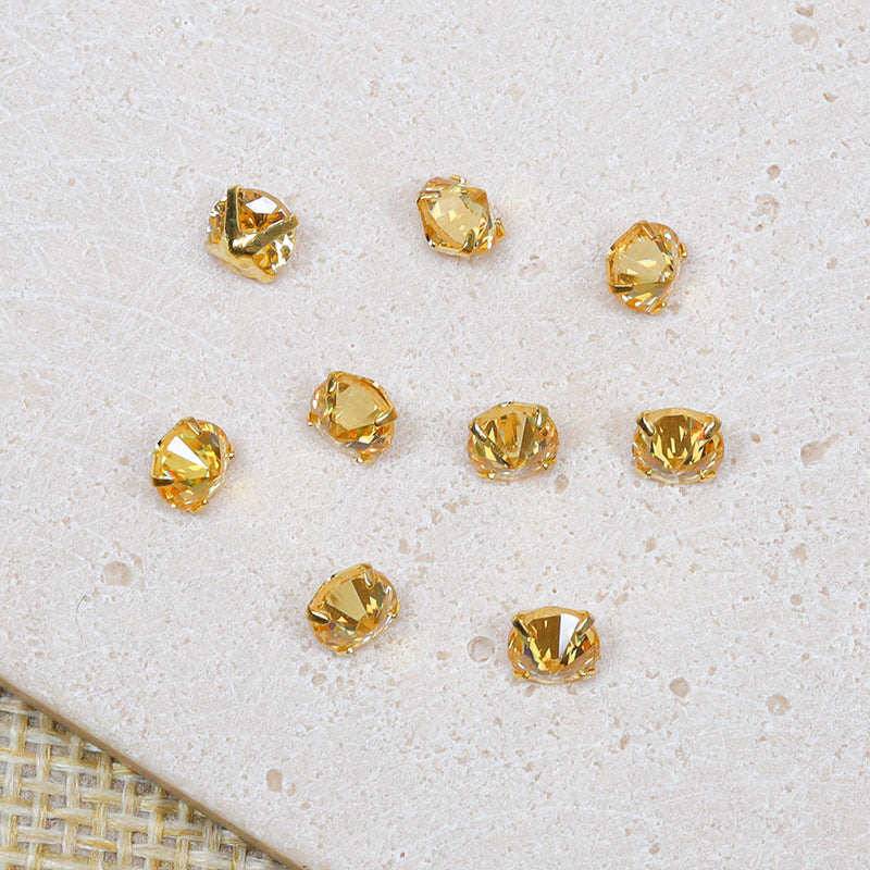 [E292] 5mm Purple & Gold Color Cubic Zirconia Beads
