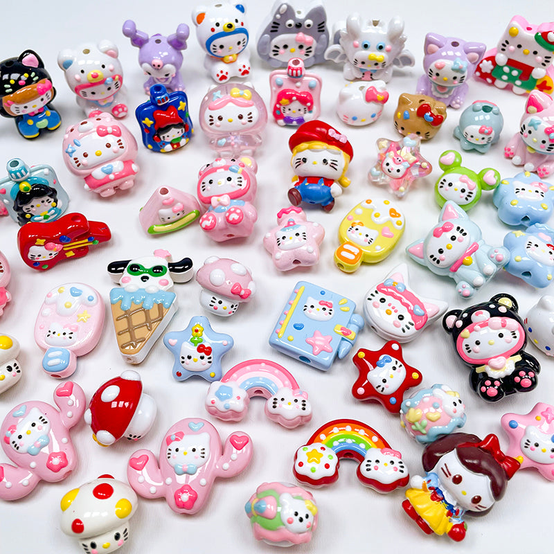 New!🆕[B212] Kitty Party (Hand-Painted Acrylic Beads)