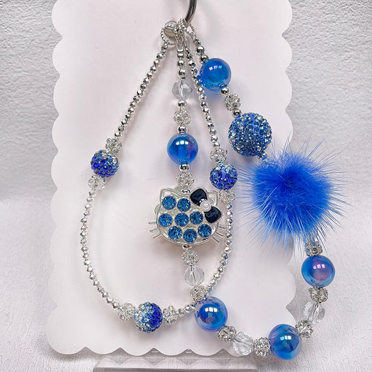 🔵[B164] Blue Kitty (All-Inclusive Phone Charm Beading Kit)