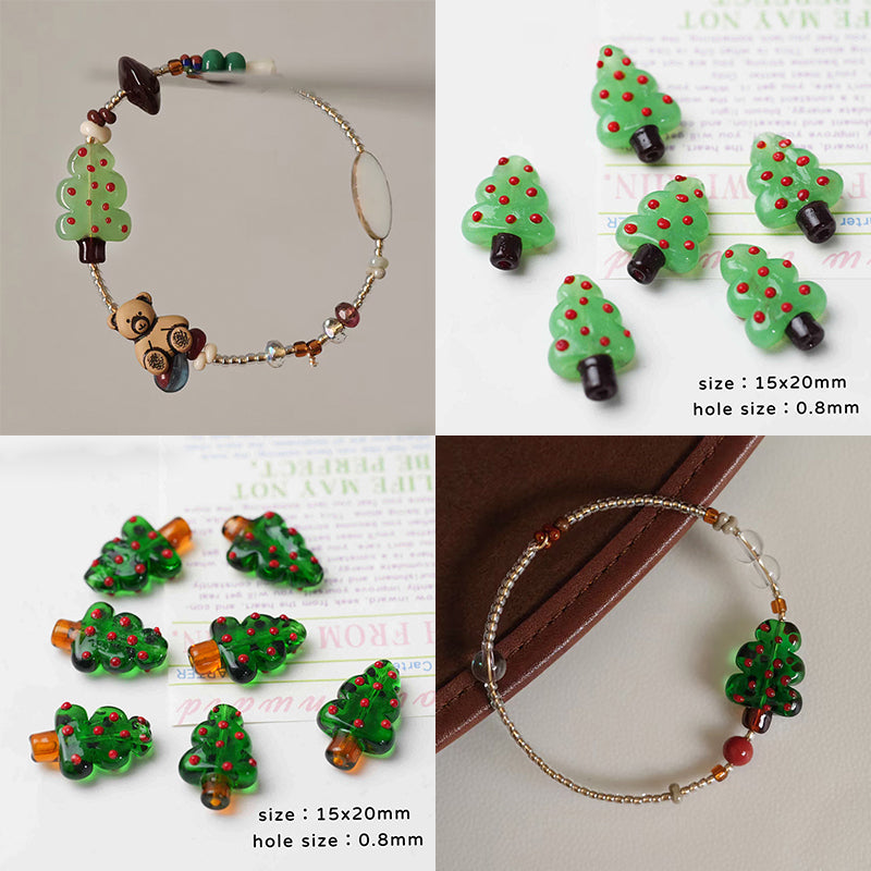 🎄[E150] Glass Christmas Tree Beads Charm