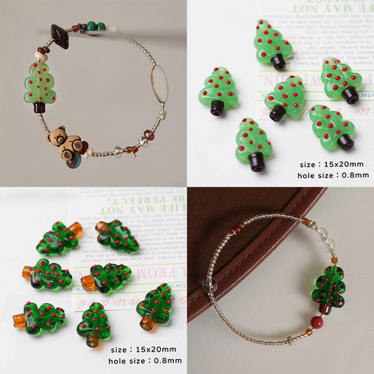 🎄[E150] Glass Christmas Tree Beads Charm